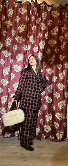 Coordinato Tartan-Bordeaux,Giallo-S,L