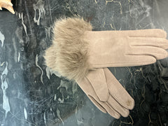 Guanti in lana con pelliccia eco visone