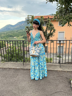 Abito lungo,floreale/barocco
