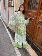 Chemisier (abito camicia)dallo stile Boho-Chic,con applicazione naturale conchiglia