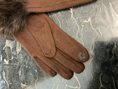 Guanti in lana con pelliccia eco visone