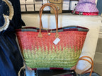 Borsa in rafia co dettagli in ecopelle (37x37)
