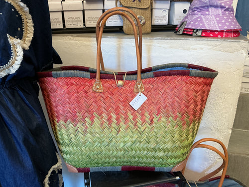 Borsa in rafia co dettagli in ecopelle (37x37)