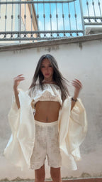 coordinato in lino,con ricami a mano-S/M