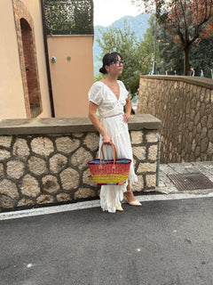 Abito Francesca,cotone traforato in pizzo sangallo-S/M