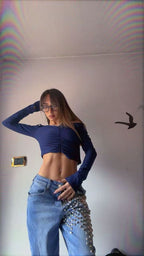 Jeans Denim con borchie-S/M