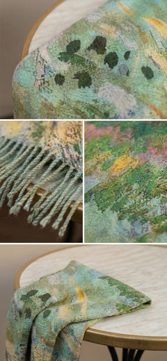 Scialle Stola Elegante con stampa artistica e frange