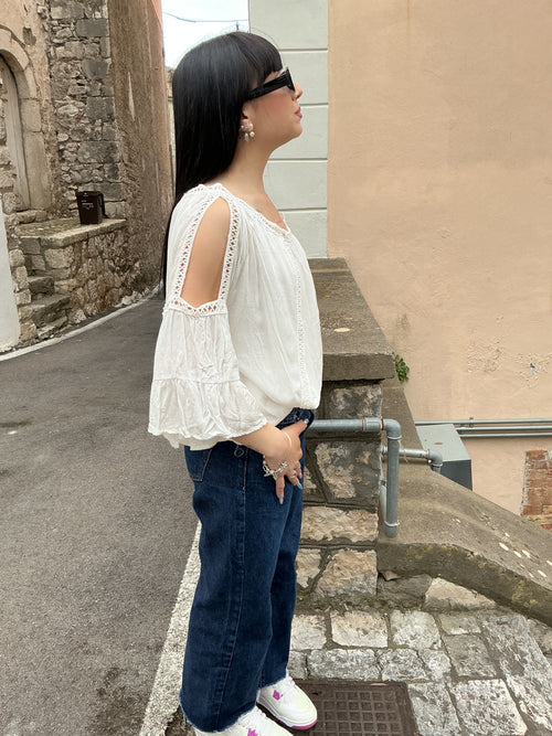 Camicia in cotone traforato
