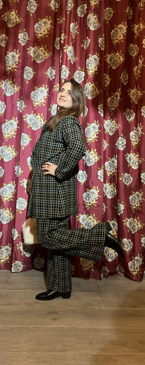 Coordinato Tartan-Bordeaux,Giallo-S,L