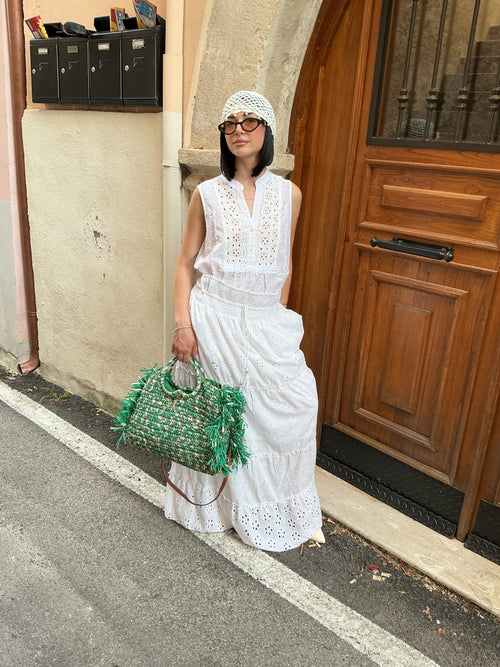Set in cotone traforato in pizzo San Gallo