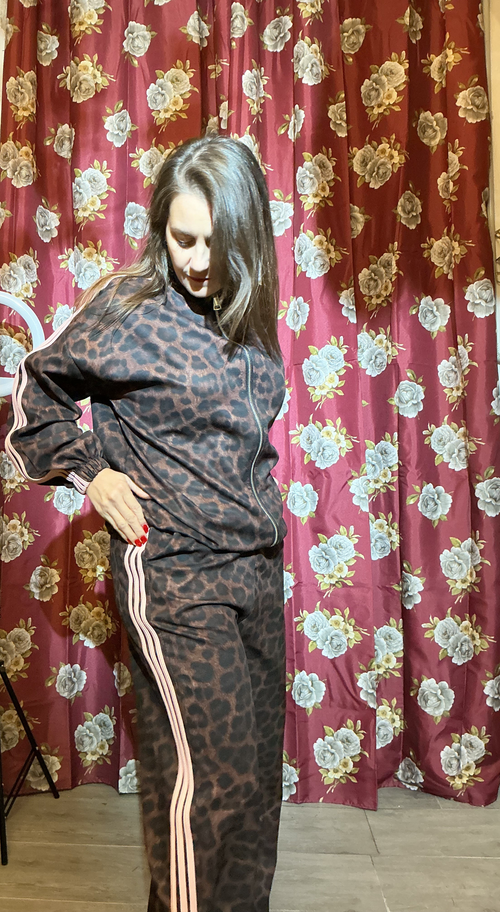 Coordinato tuta Animalier con bande laterali