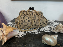 Borsa Clutch elegante in stile retro,in iuta e lino grezzo