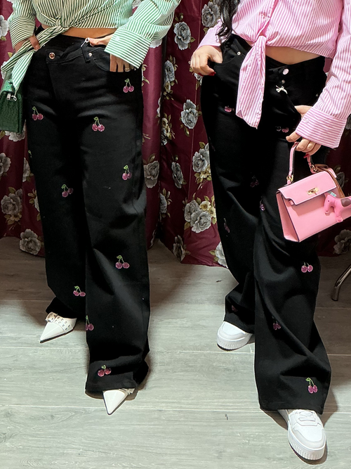 Jeans Bustino incrocio in Paillettes