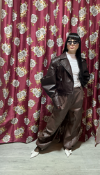 Pantalone cargo e ballon in ecopelle