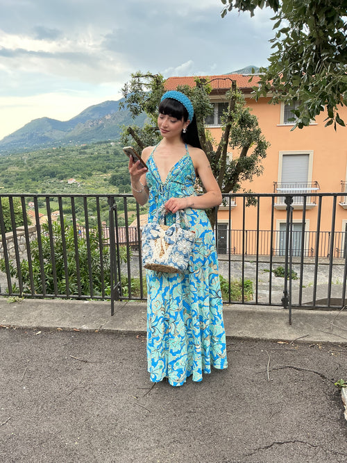 Abito lungo,floreale/barocco