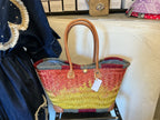 Bag in rafia con dettagli in ecopelle (24x30)
