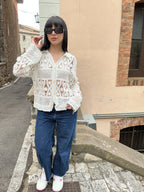 Cardigan in cotone traforato