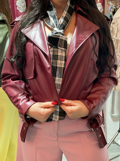 Bomber crop in ecopelle