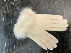 Guanti in lana con pelliccia eco visone
