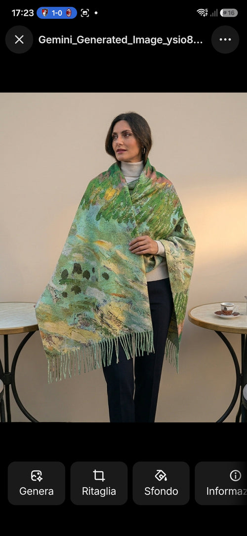 Scialle Stola Elegante con stampa artistica e frange